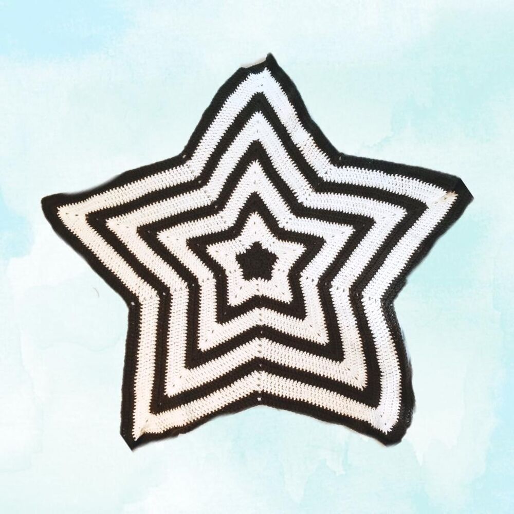 High Contrast Black and White Star Baby Blanket | Hand-Crafted Heirloom Afghan